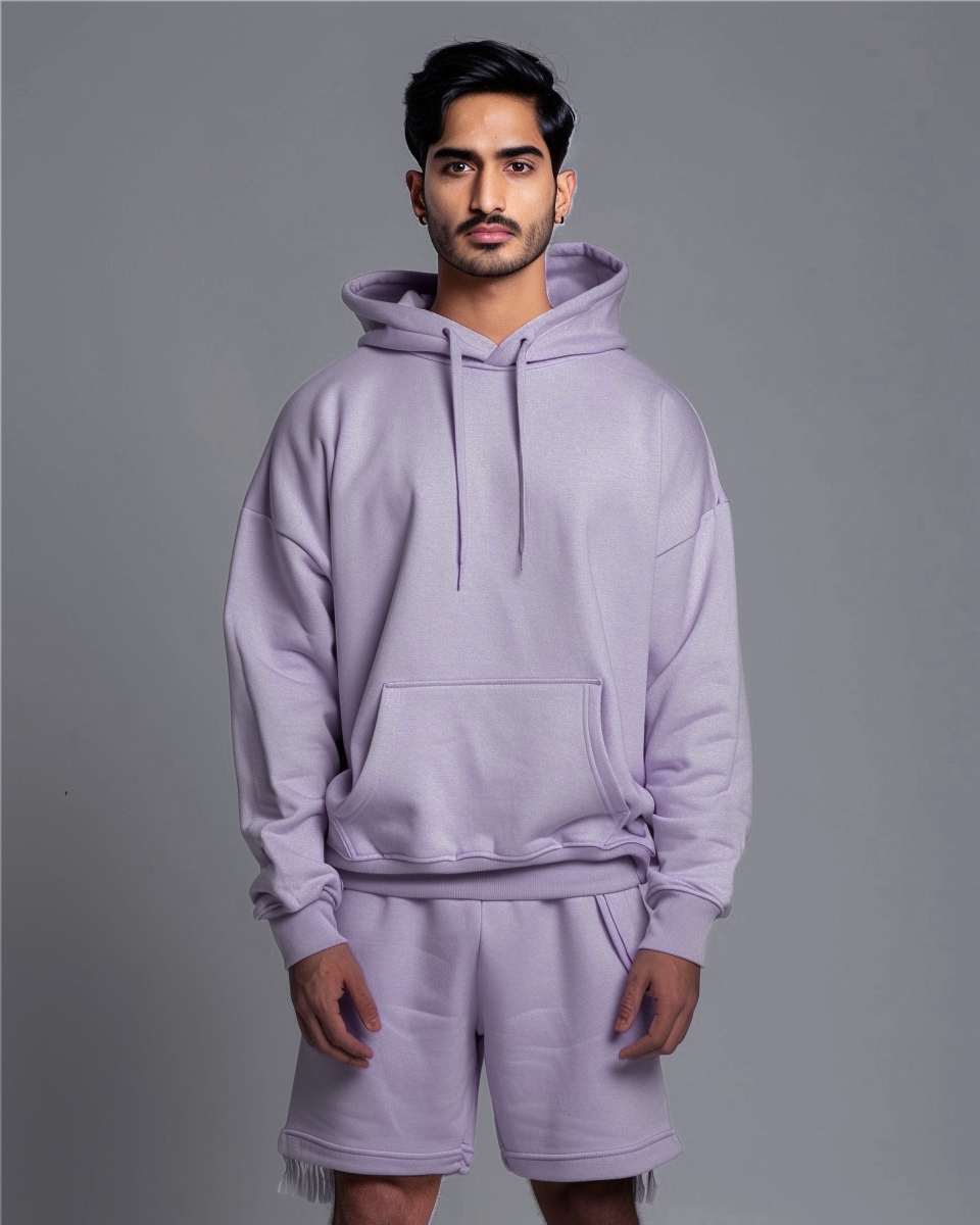 Lilac Oversized Hoodie Lounge Shorts Co Ords