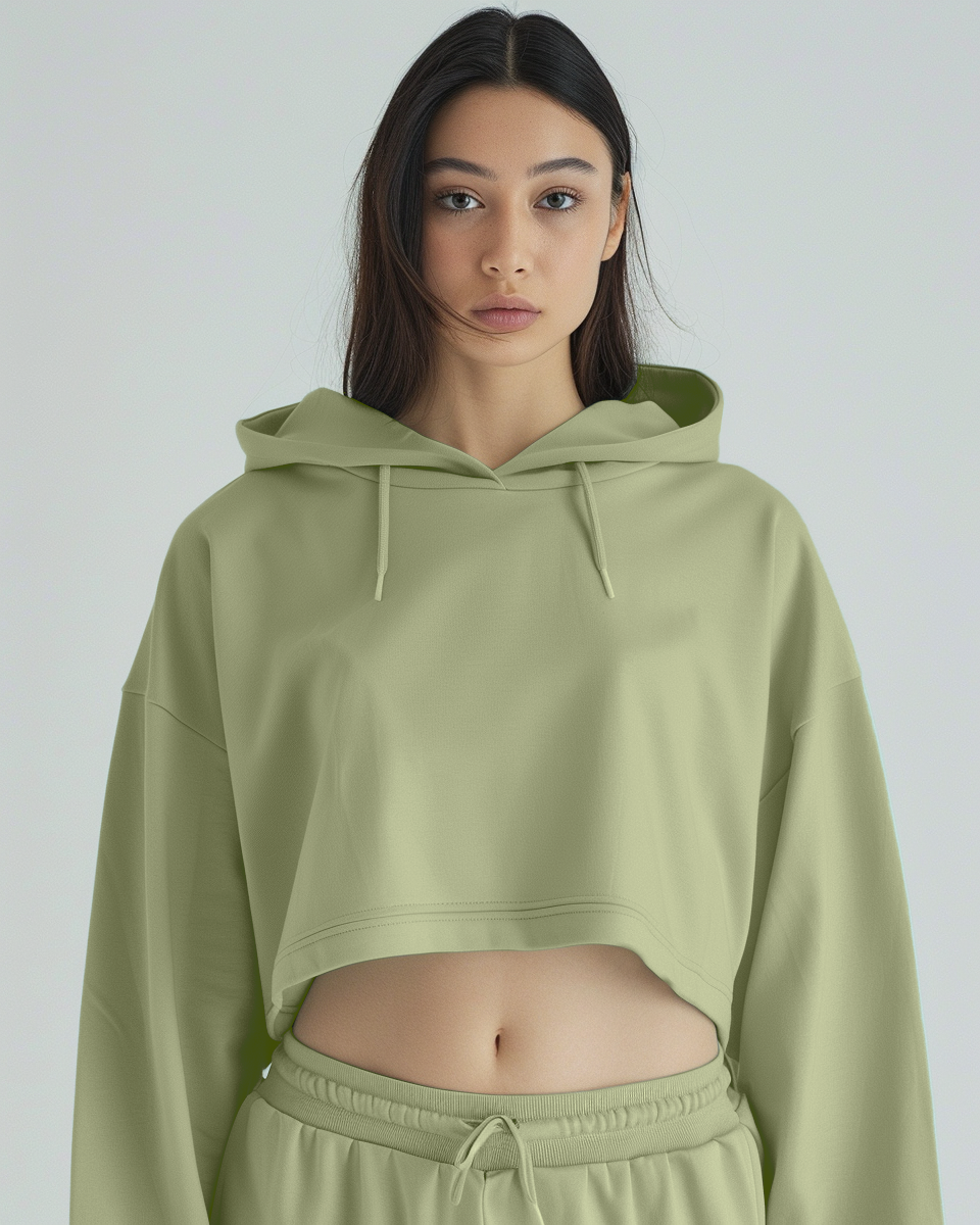 Sage green cropped hoodie sale