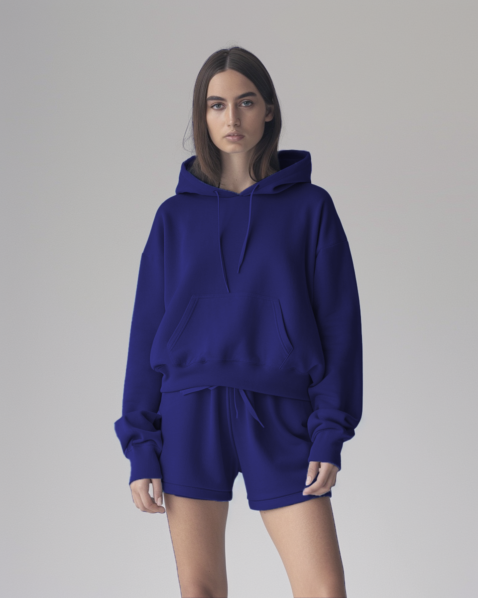 Women Oversized Hoodies & Lounge Shorts Co-Ords