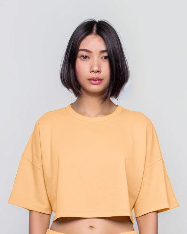 Beige Crop Oversized T-Shirt