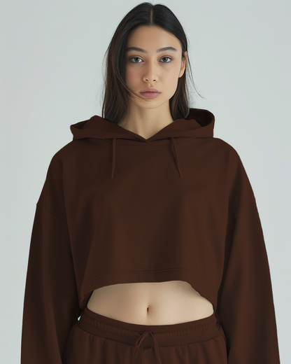 Mocha Oversized Summer Crop Hoodie