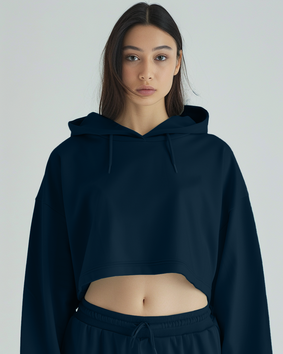 Oxford Blue Oversized Summer Crop Hoodie