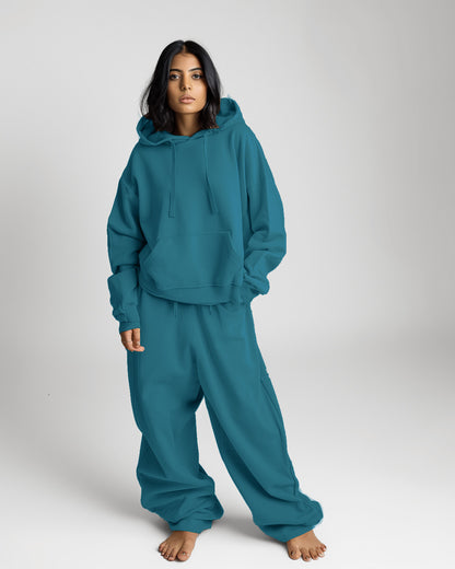 Prussain Blue Female Oversized Hoodie & Lounge Pants Co-Ords