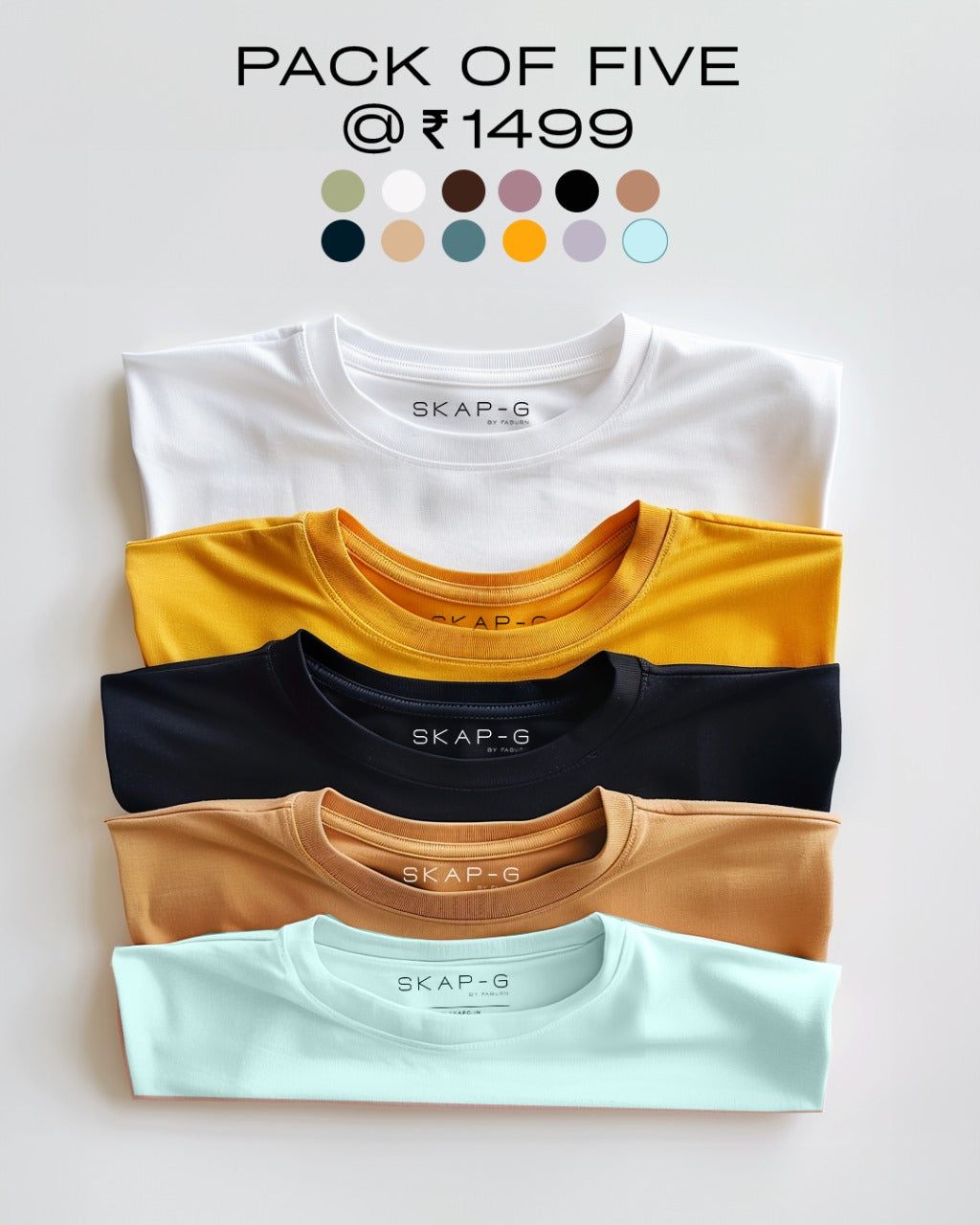 Pack Of 5 Unisex Regular T-Shirts