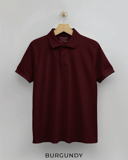 Burgundy Female Solid Polo T-Shirt