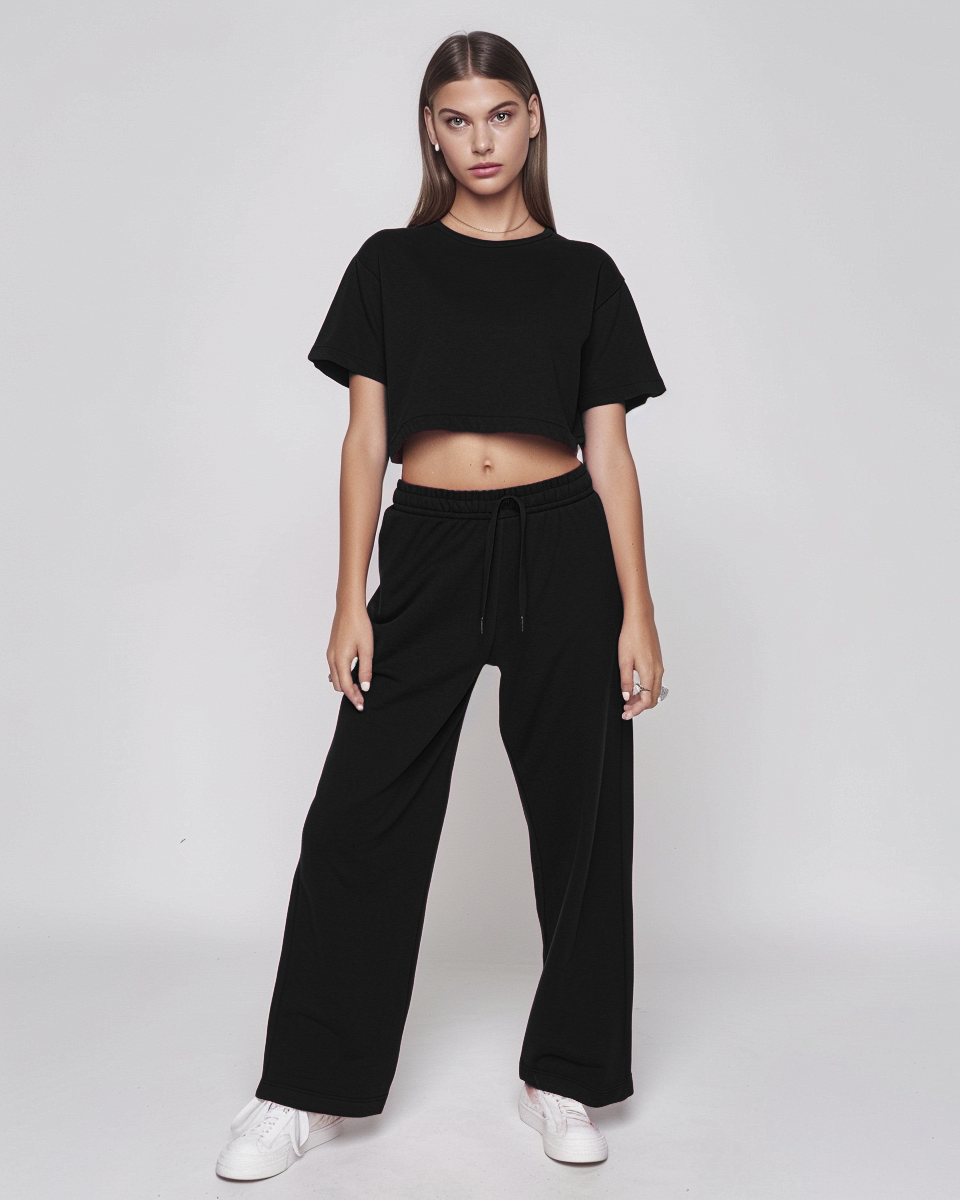 Raven Oversized Crop T-Shirt & Lounge Pant Co-Ords
