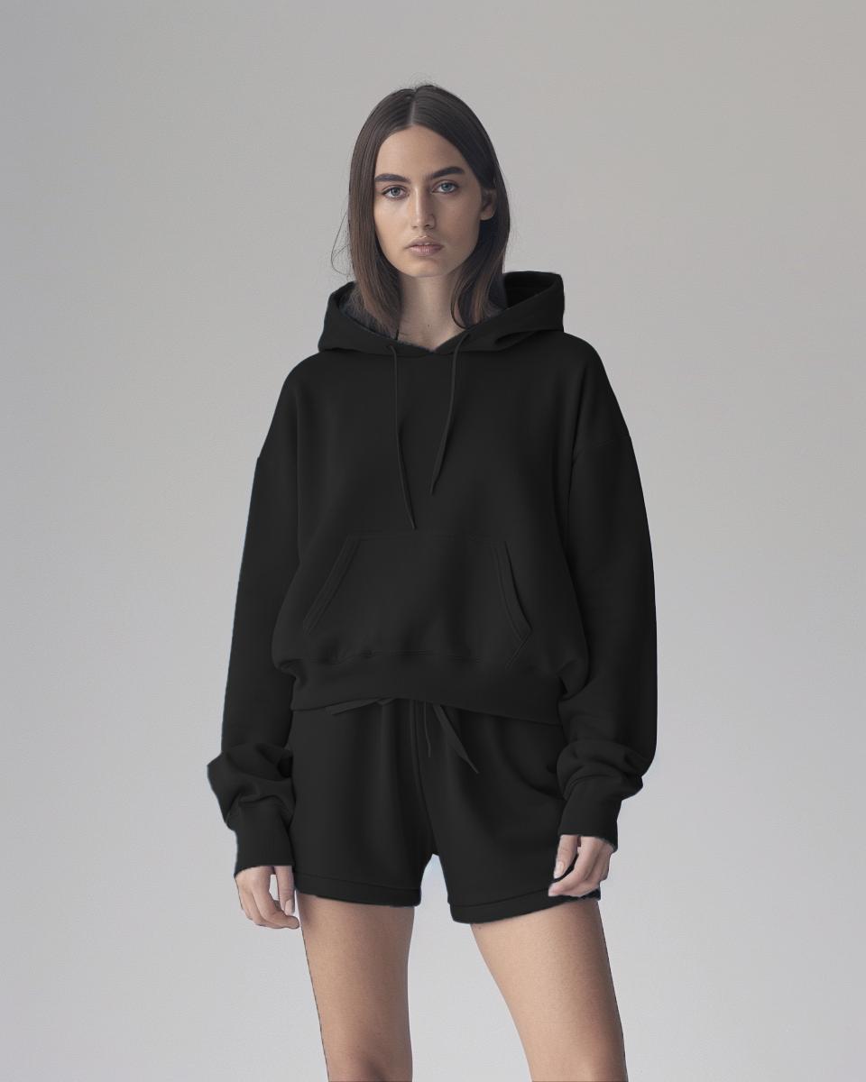 Raven Oversized Hoodie & Lounge Shorts Co-Ords