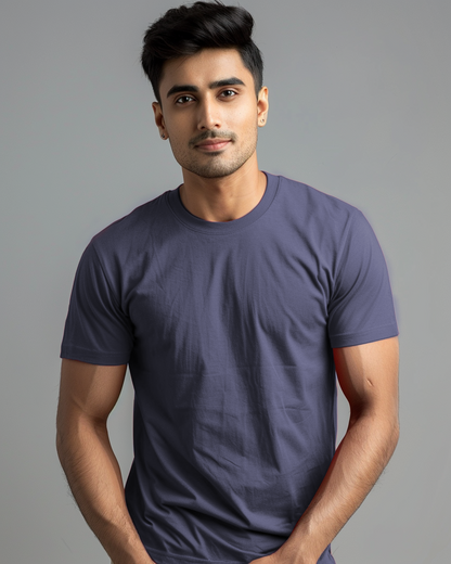 Melange Blue Male Regular T-Shirt