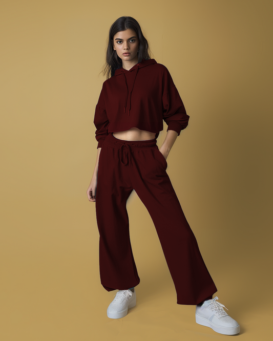 Cabernet Oversized Crop Hoodie & Lounge Pants Co-Ords
