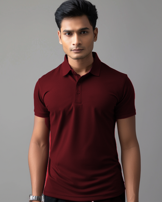 Cabernet Male Solid Polo T-Shirt