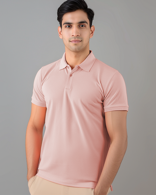 Coral Male Solid Polo T-Shirt