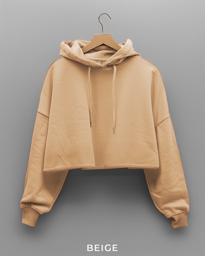 Beige Oversized Summer Crop Hoodie