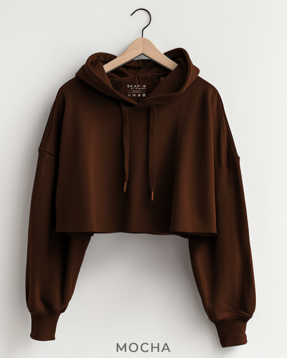 Mocha Oversized Summer Crop Hoodie