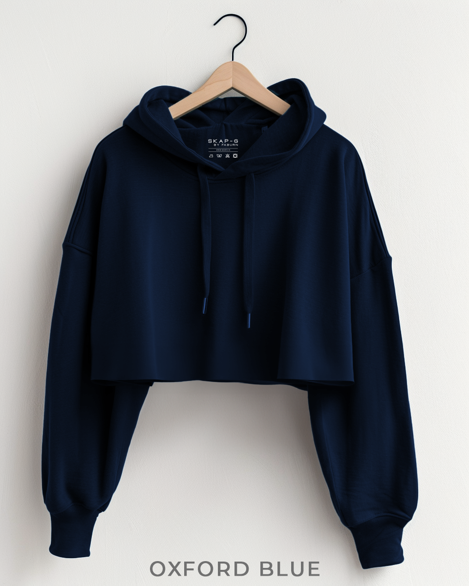 Oxford Blue Oversized Summer Crop Hoodies & Lounge Pants Co-Ords