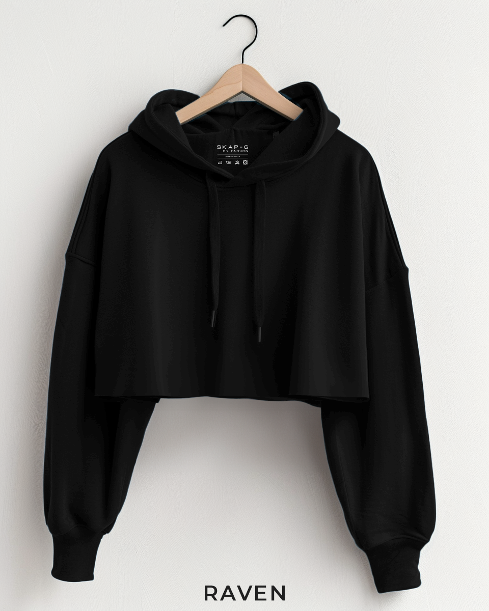 Raven Oversized Summer Crop Hoodie