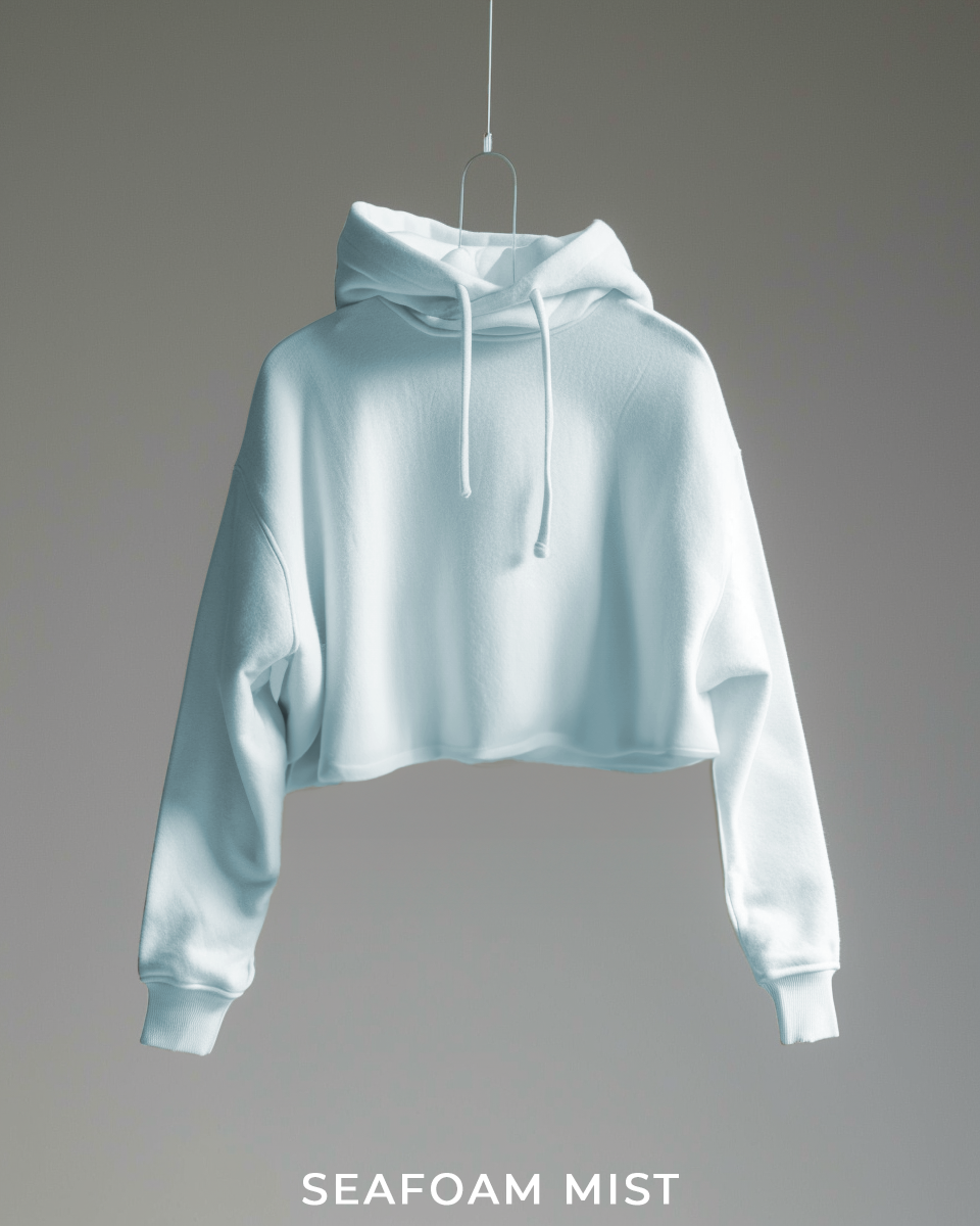 Seafoam Mist Female Oversized Summer Crop Hoodies & Lounge Pants Co-Ords