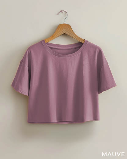 Mauve Oversized Crop T-Shirts & Lounge Pants Co-Ords