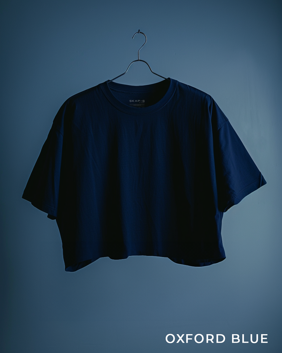 Oxford Blue Crop Oversized T-Shirt