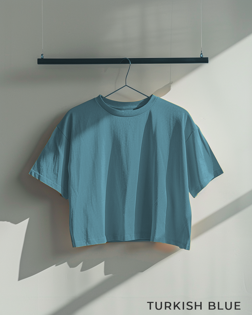 Turkish Blue Crop Oversized T-Shirt