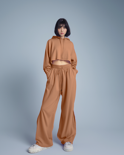 Fawn Female Oversized Summer Crop Hoodies & Lounge Pants Co-Ords