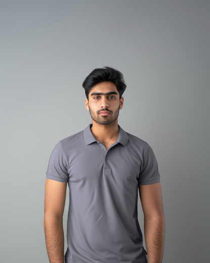 Graphite Grey Male Solid Polo T-Shirt