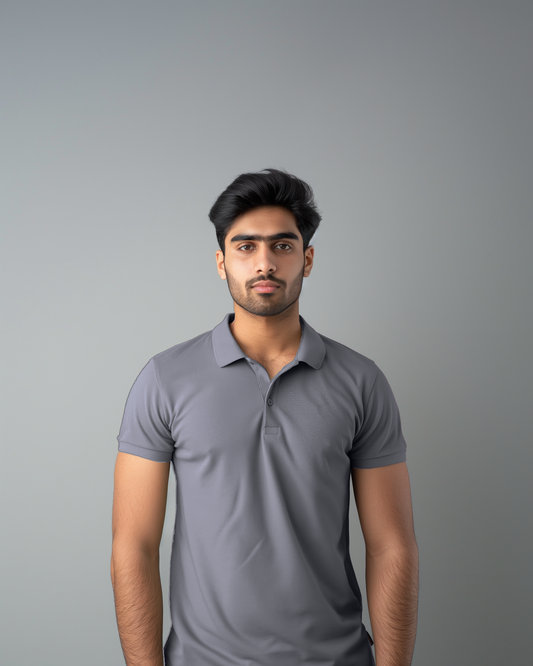 Graphite Grey Male Solid Polo T-Shirt