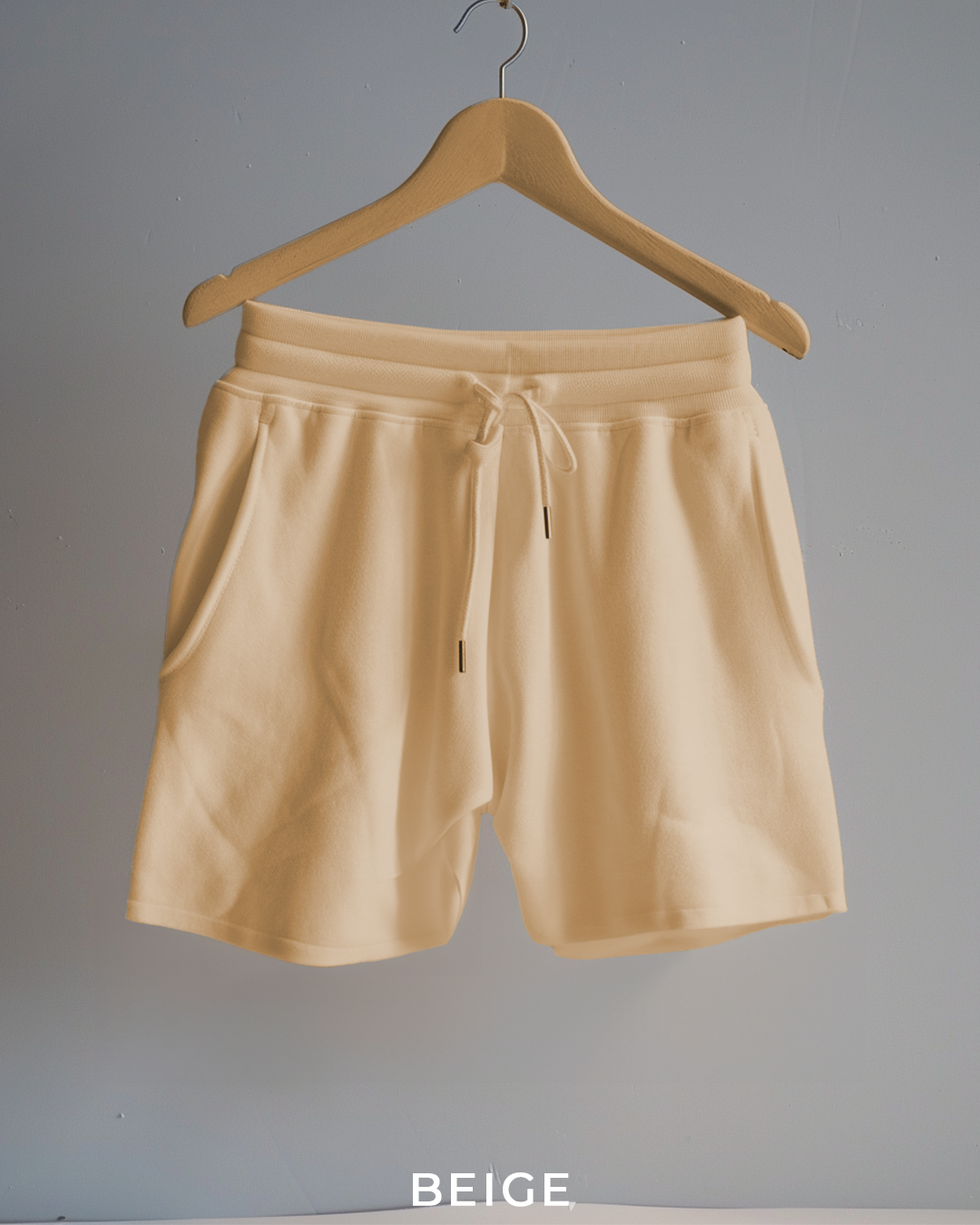 Beige Male Oversized T-Shirt & Lounge Shorts Co-Ords