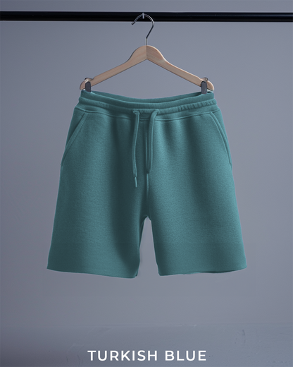 Turkish Blue Oversized Hoodie & Lounge Shorts Co-Ords