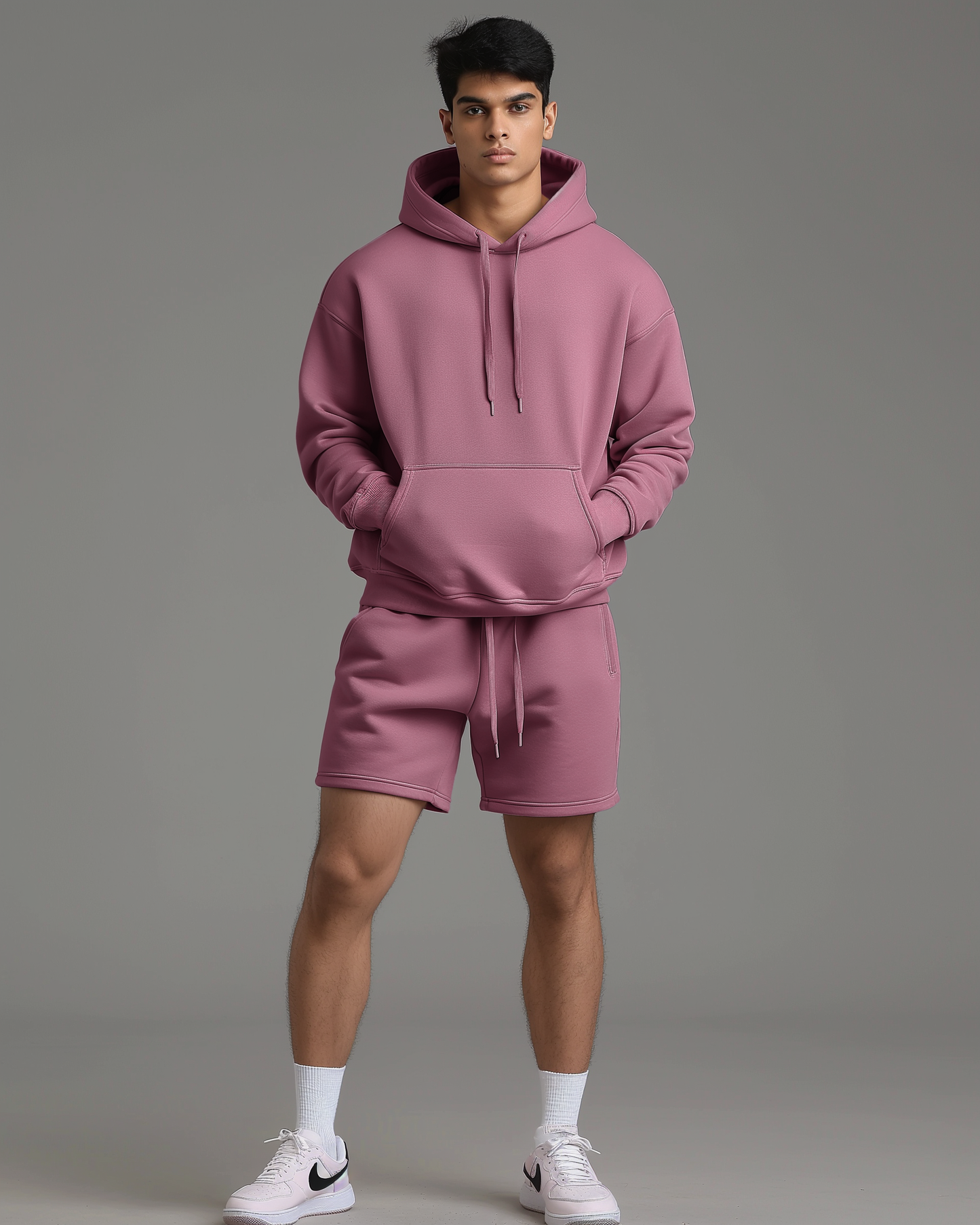 Mauve Oversized Hoodie & Lounge Shorts Co-Ords