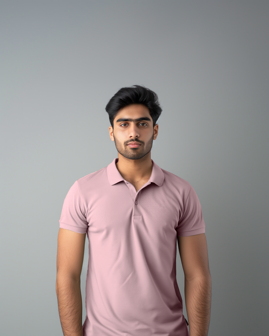 Mauve Male Solid Polo T-Shirt