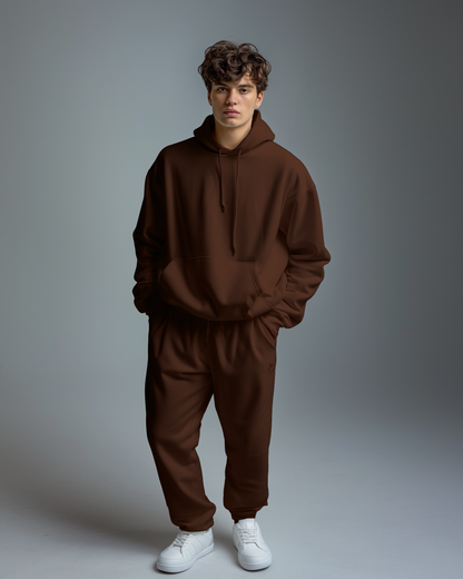 Mocha Male Oversized Hoodie & Lounge Pants Co-Ords