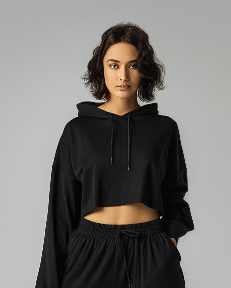 Raven Oversized Summer Crop Hoodie