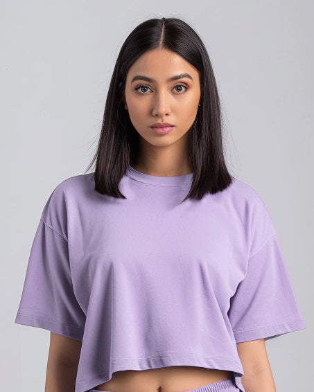 Lilac Crop Oversized T-Shirt