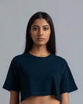 Oxford Blue Crop Oversized T-Shirt