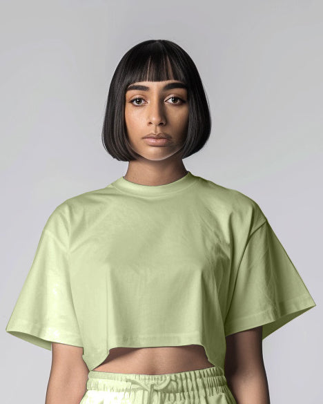 Sage Green Crop Oversized T-Shirt