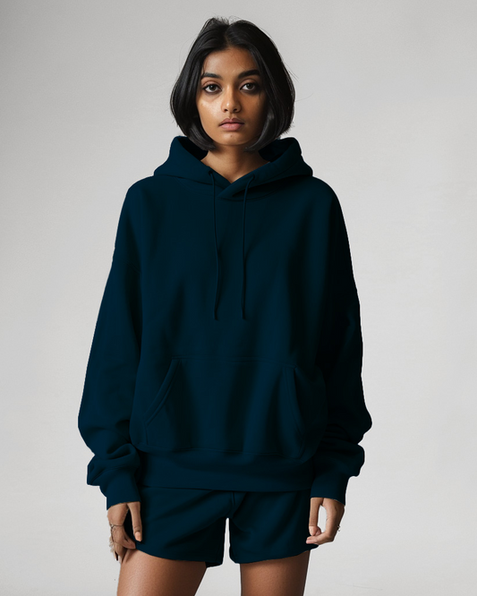 Oxford Blue Oversized Hoodie & Lounge Shorts Co-Ords