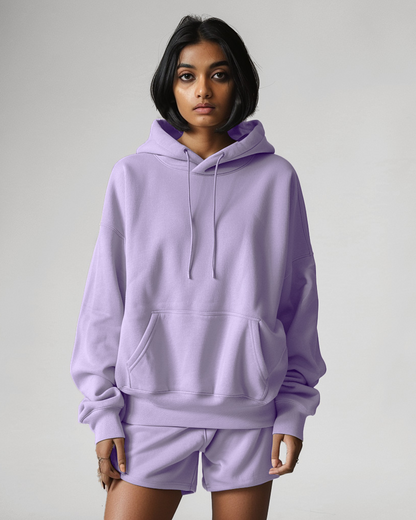 Lilac Oversized Hoodie & Lounge Shorts Co-Ords