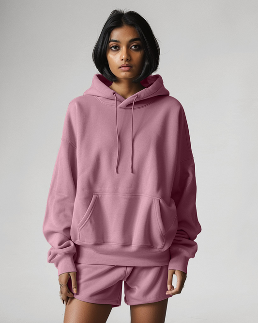 Mauve Oversized Hoodie & Lounge Shorts Co-Ords