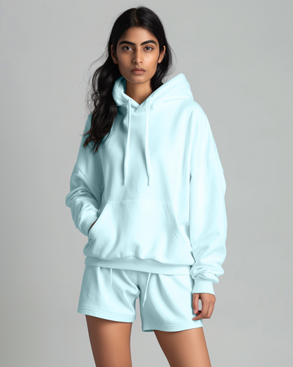 Seafoam Mist Oversized Hoodie & Lounge Shorts Co-Ords