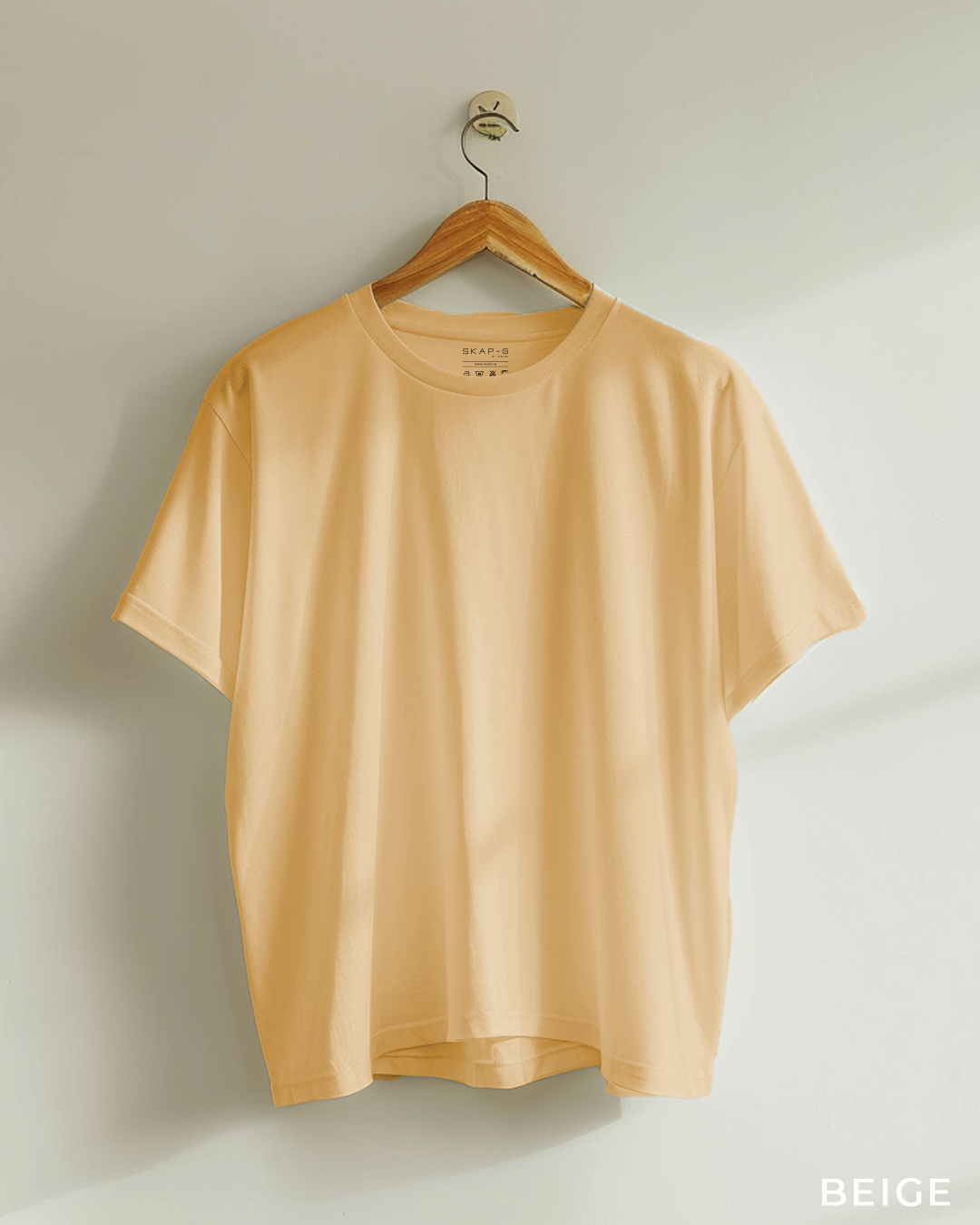 Beige Male Oversized T-Shirt & Lounge Shorts Co-Ords