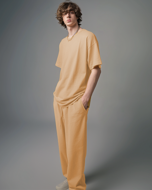 Beige Oversized T-Shirt & Lounge Pants Co-Ords