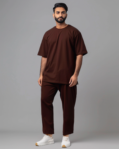 Mocha Oversized T-Shirt & Lounge Pants Co-Ords