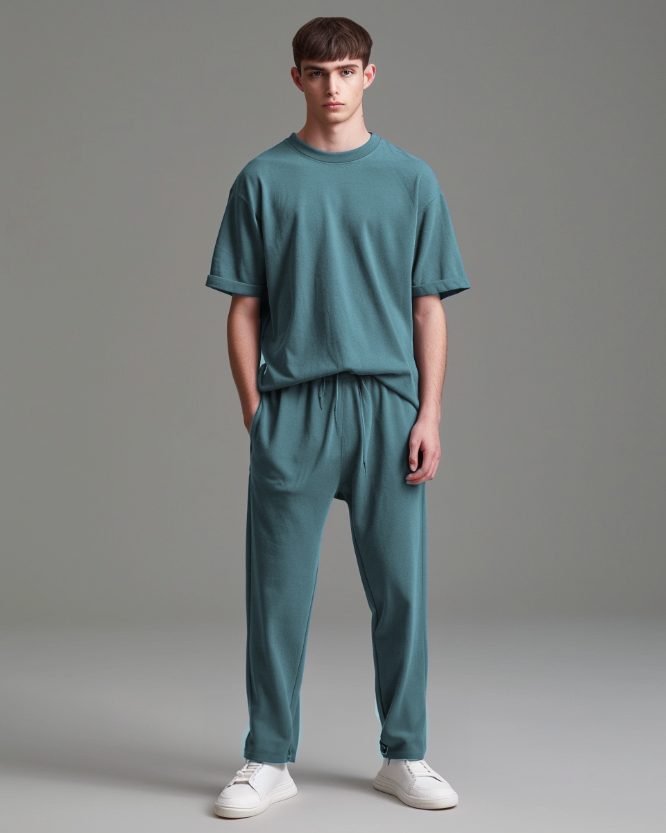 Turkish Blue Oversized T-Shirt & Lounge Pants Co-Ords