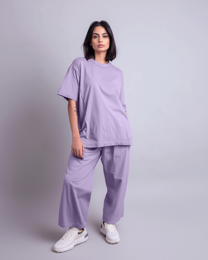 Lilac Oversized T-Shirt & Lounge Pants Co-Ords