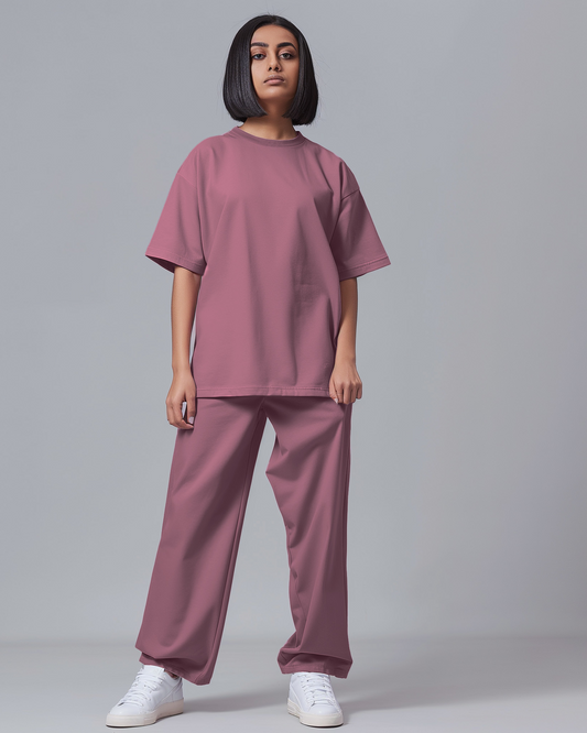 Mauve Female Oversized T-Shirts & Lounge Pants Co-Ords