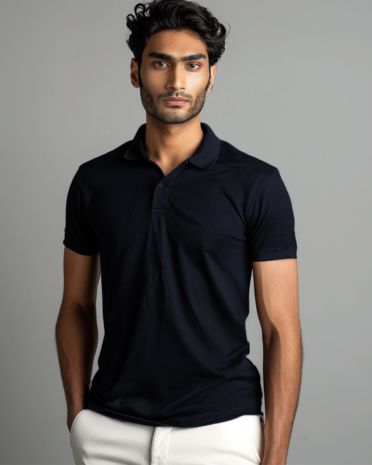 Oxford Blue Male Solid Polo T-Shirt