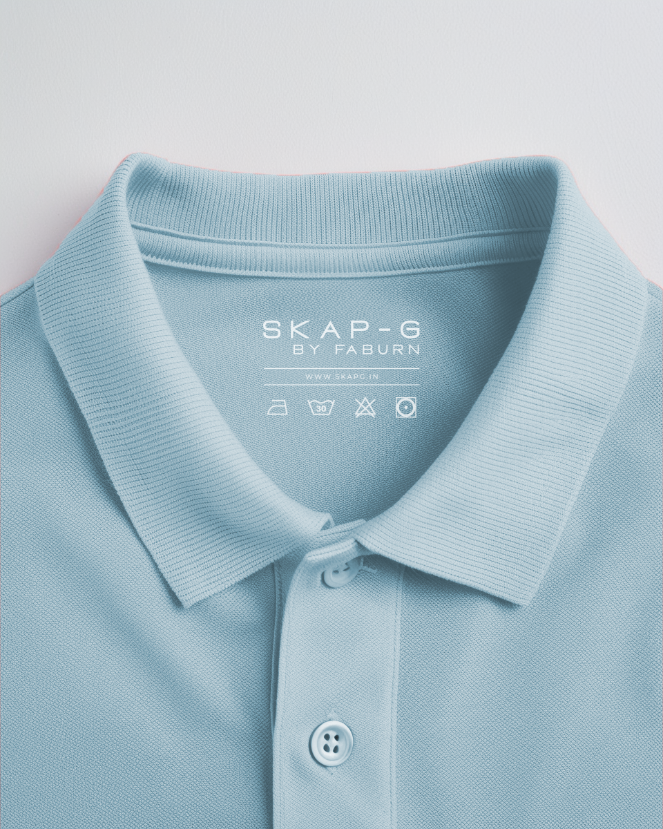 Powder Blue Male Solid Polo T-Shirt