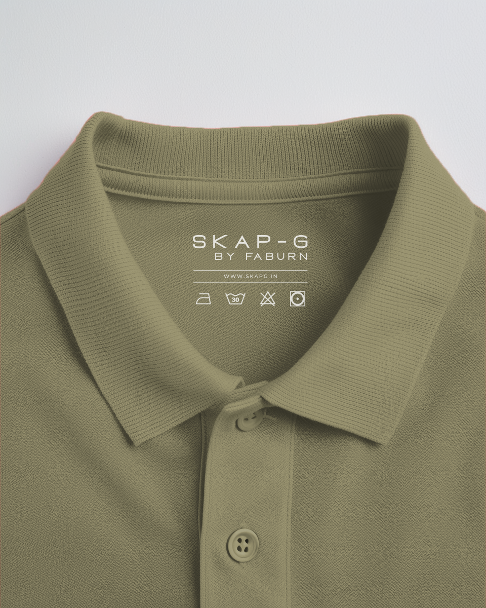 Sage Green Male Solid Polo T-Shirt