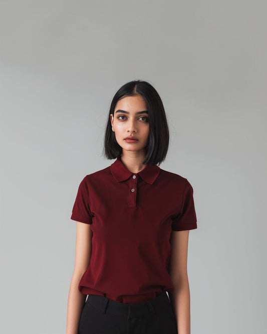 Cabernet Female Solid Polo T-Shirt