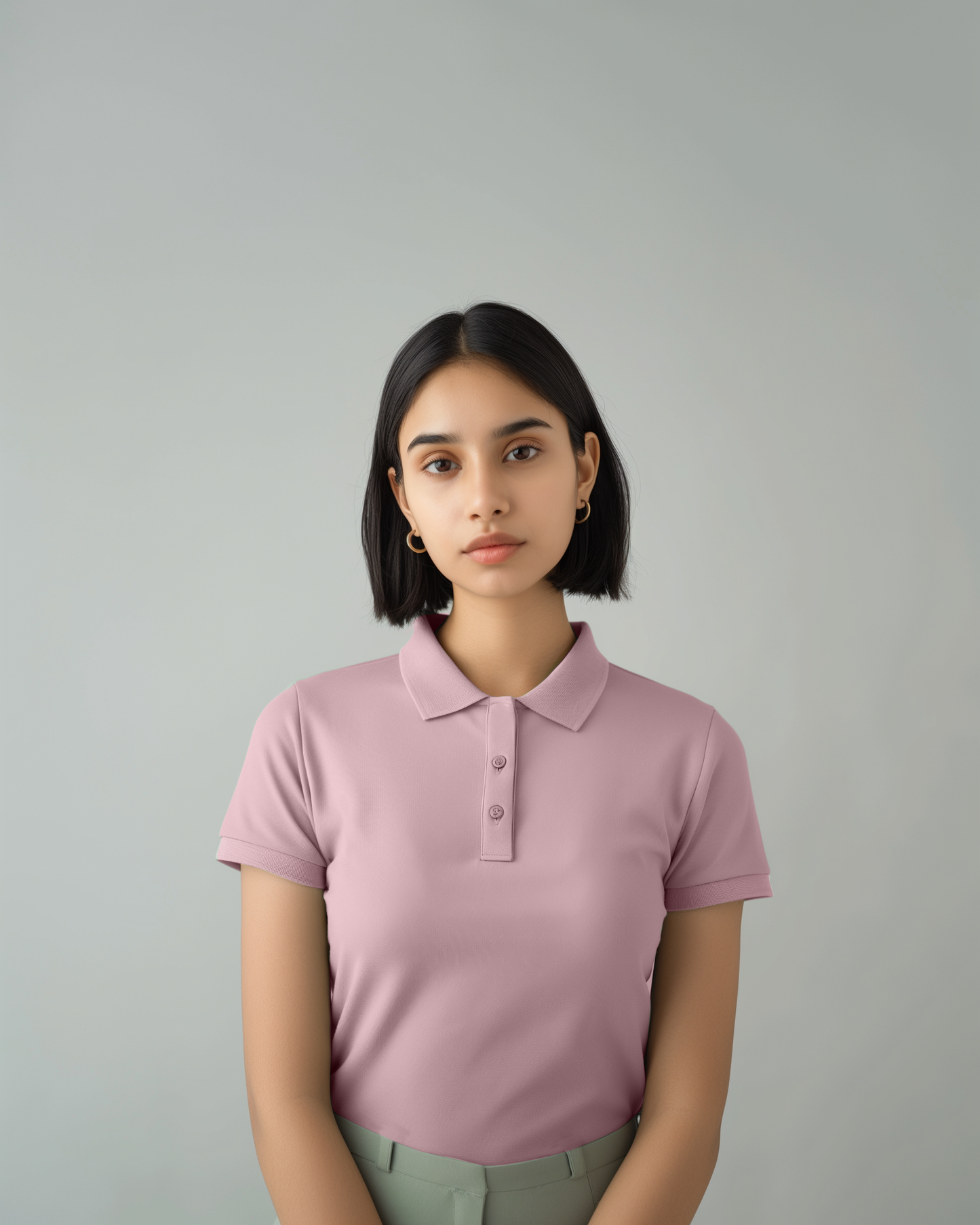 Mauve Female Solid Polo T-Shirt